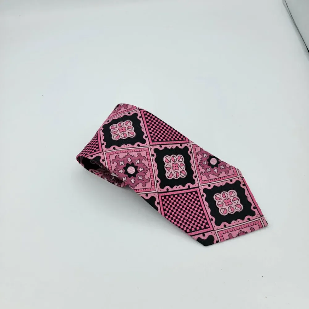 Excellence Original Jupiter Men's Necktie, silk, pink, Black size 54.5 x 4